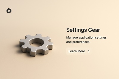 Detailed 3D Scene of Settings Gear with Action Button