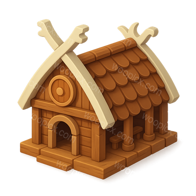 3D Isometric Viking Mead Hall Icon Design