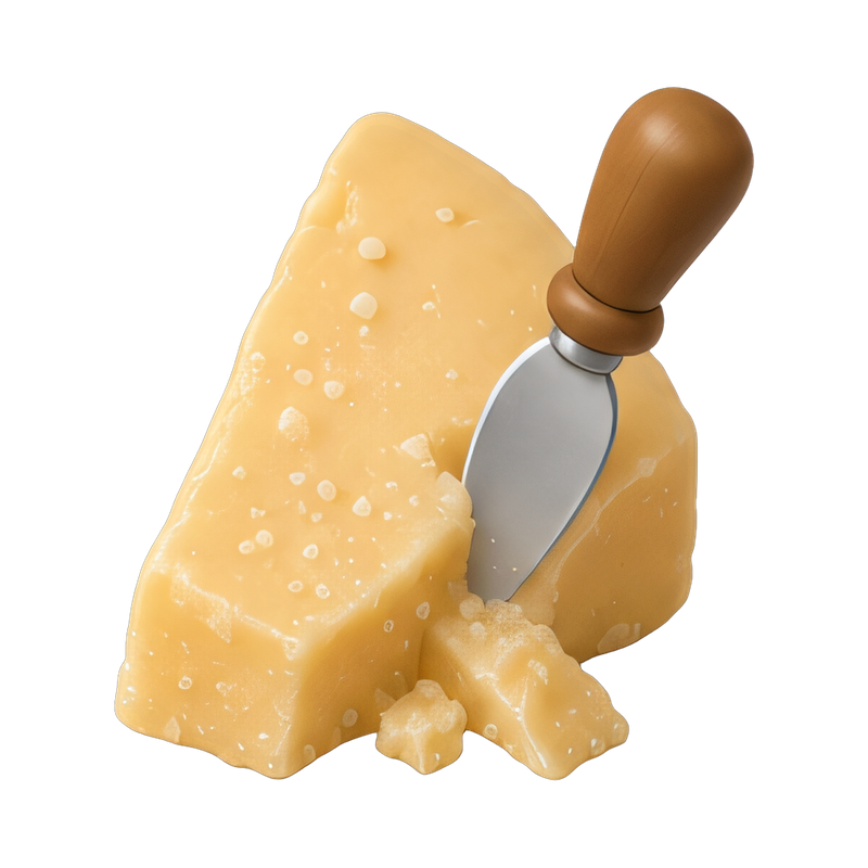 Parmesan chunk with knife