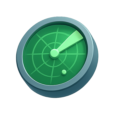 Stylized Radar Icon with Green Color Scheme