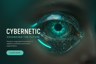 Hyperrealistic Eye Design with Neon Accents and Tech Elements