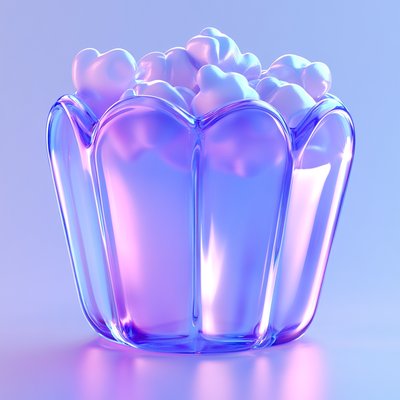Stylized Popcorn Container in Soft Pastel Colors
