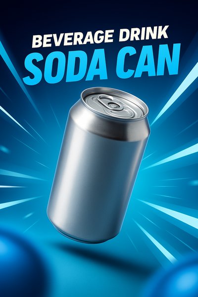 Dynamic 3D Soda Can Illustration with Vibrant Background
