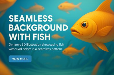 Vibrant 3D Seamless Fish Pattern Illustration