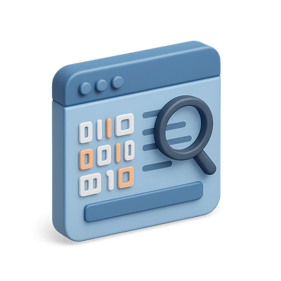 Stylized 3D Protocol Icon with Decoder Interface