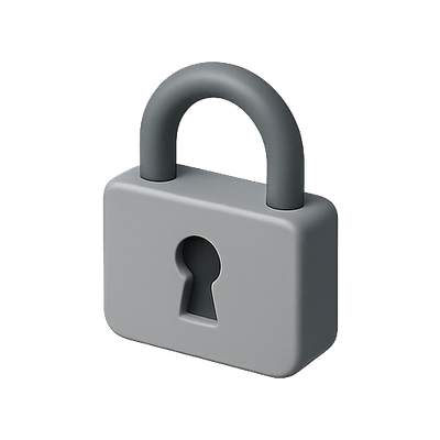 3D Rendered Gray Padlock Icon