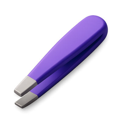 Isometric 3D Tweezers Icon in Purple and Silver