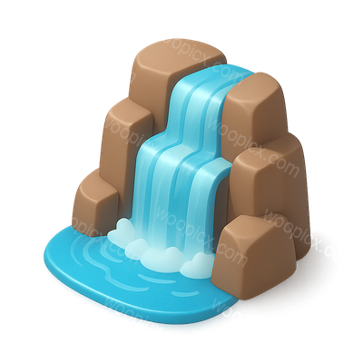 3D Waterfall Icon with Isometric Design and Volumetric Effects