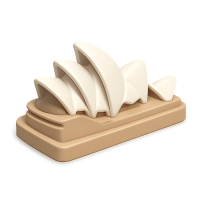 Stylized 3D Icon of Sydney Opera House in Isometric View