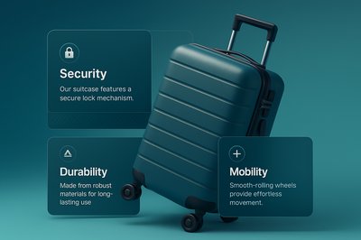 Stylish 3D Suitcase with Feature Highlights