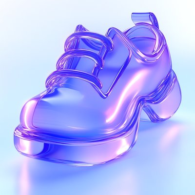 Stylized 3D Render of a Transparent Shoe