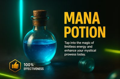 Realistic Neon Mana Potion Design for Promotional Carousel