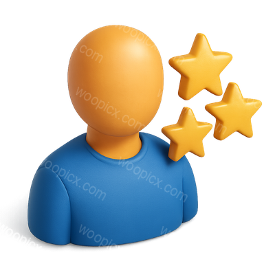 3D Icon of a Person with Three Stars in Volumetric Style