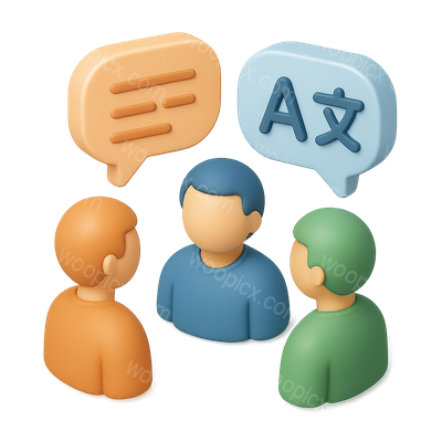 3D Icon Representing Language Discussion Among People