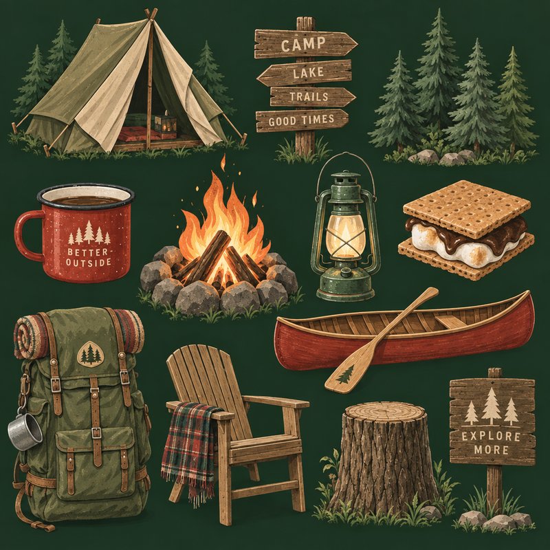 Summer camp design elements pack