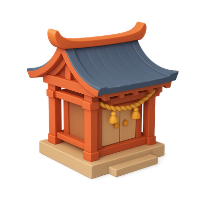 Vibrant 3D Shrine Icon with Isometric View