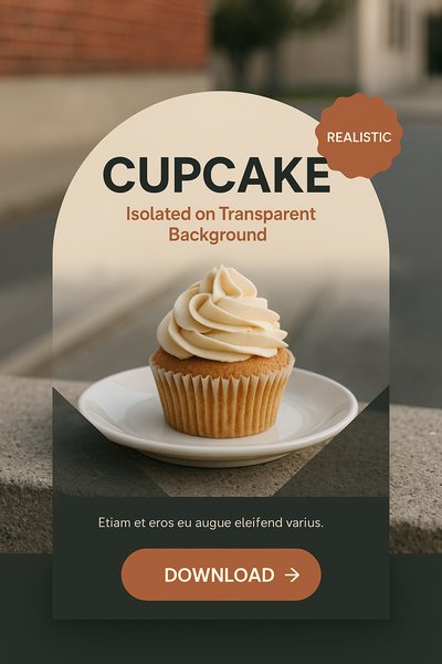 Realistic Cupcake Design with Layered Composition