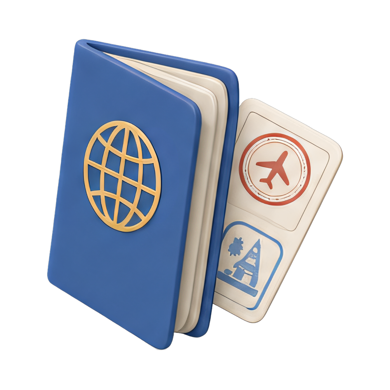 Travel passport with stamps