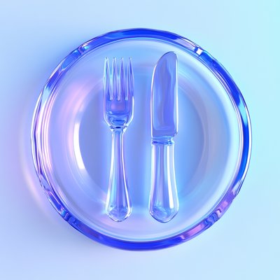 Stylized Plate with Fork and Knife in Soft Lighting