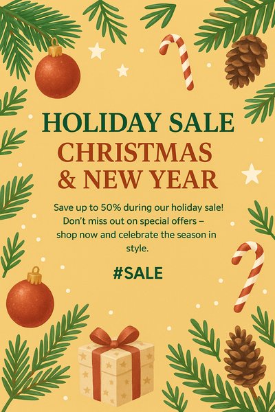 Festive Holiday Sale Announcement with Christmas Theme