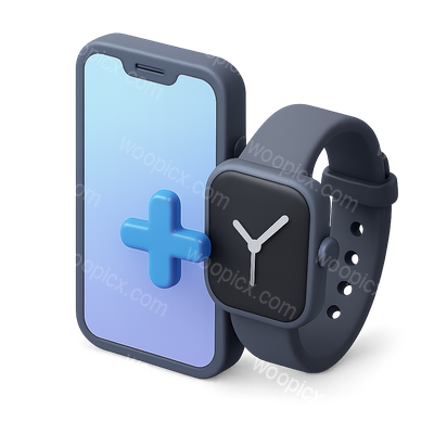 3D Connected Devices Icon Featuring Phone and Smartwatch