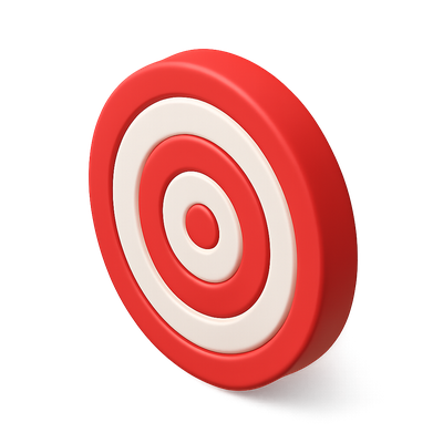 Stylish 3D Bulls-Eye Icon in Red and White