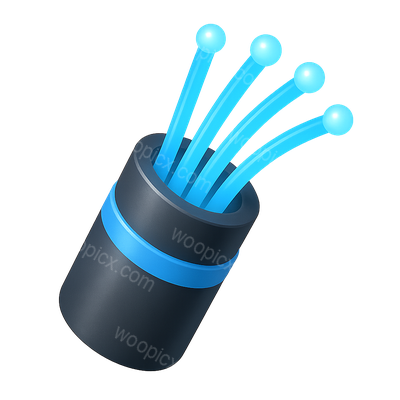 3D Fiber Optics Icon with Glow Effect