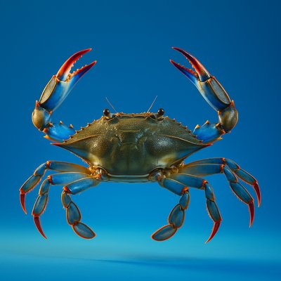 Realistic Blue Crab in Vibrant Background