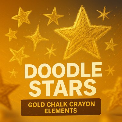 Illustrative Doodle Stars Graphic with Chalk Crayon Style