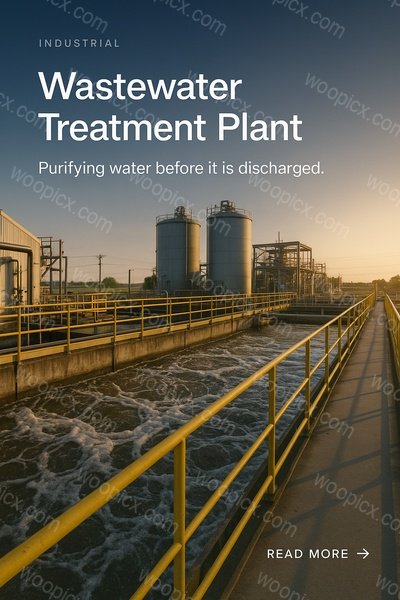 Industrial Wastewater Treatment Plant Purifying Water at Sunset