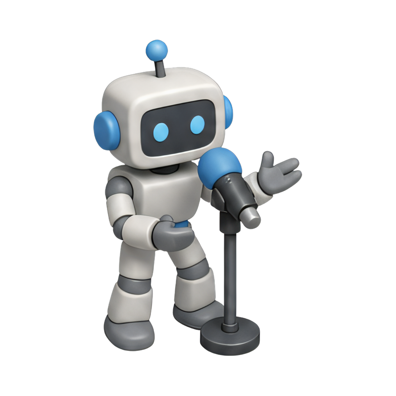 robot singing into a microphone