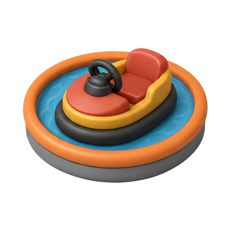 colorful bumper boats in pool