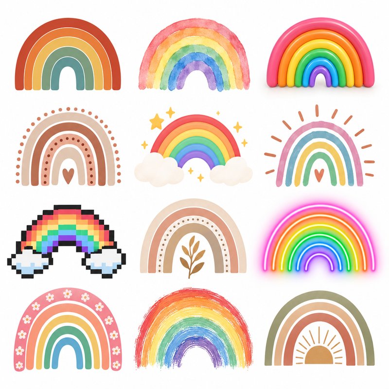 vibrant rainbow design elements
