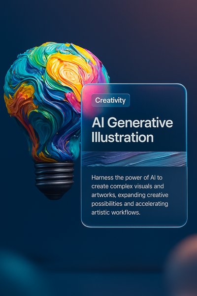 Creative Lightbulb Illustration with Artistic Elements