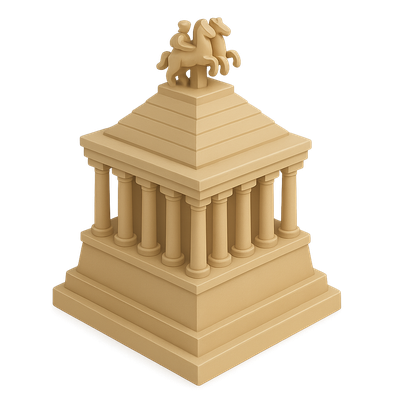3D Mausoleum Icon with Isometric View and Volumetric Style