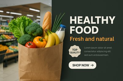 Healthy Food Supermarket Bag with Fresh Produce