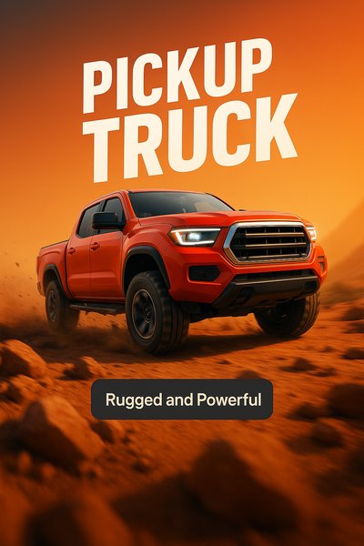 Dynamic Pickup Truck in Rugged Terrain - Bold and Powerful Design