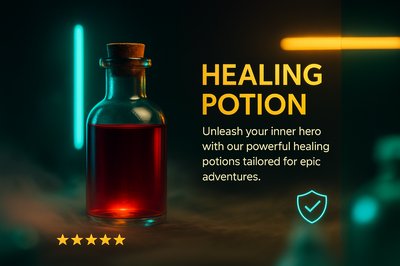 Realistic Healing Potion Design with Neon Accents