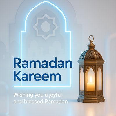 Elegant Ramadan Greeting Card with Lantern and Soft Lighting