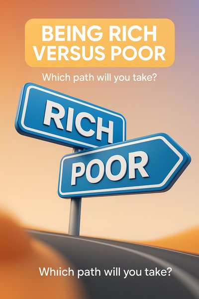 Conceptual Image of Wealth Choices: Rich vs Poor Path