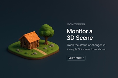 Detailed 3D Scene with Cabin and Tree in Dark Background