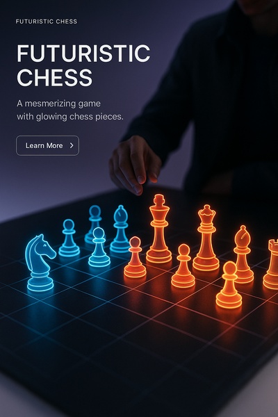 Futuristic Chess Match with Glowing Pieces
