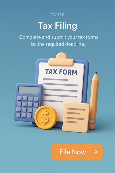 Detailed 3D Illustration of Tax Filing Process