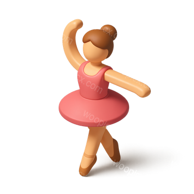 Stylized 3D Ballet Dancer Icon with Isometric View