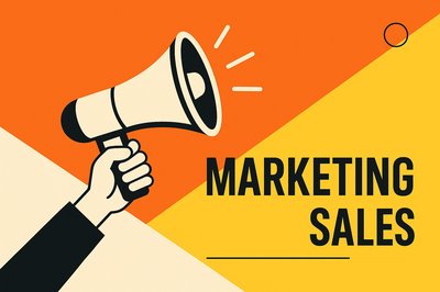 Dynamic Marketing Message with Megaphone on Orange Background