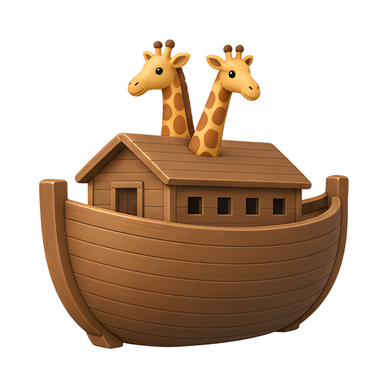 giraffes peeking through an ark