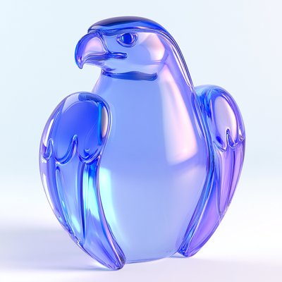 Stylized Glass Eagle Figurine with Soft Blue Hues