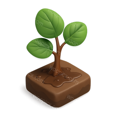 3D Icon of Alder Plant on Wet Soil in Isometric View