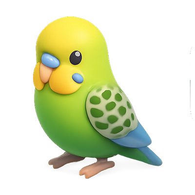 Colorful 3D Cartoon Parakeet Character