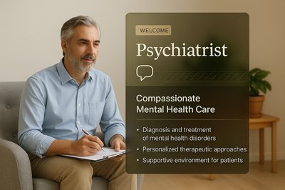 Welcoming Psychiatrist Illustration for Mental Health Services